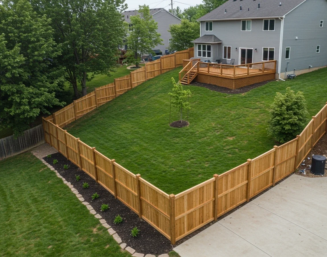 Aerial view of luxury backyard project